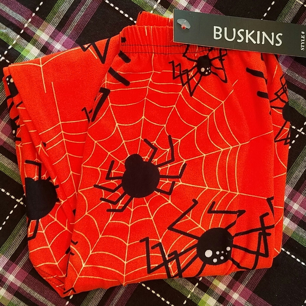 Kids Spider Pattern Orange Halloween Leggings NWT
